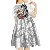 Tahiti Islands Polynesian Plumeria Kid Short Sleeve Dress Tahitian Vahine 'Ote'a - White LT7 - Polynesian Pride