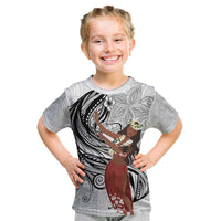 Tahiti Islands Polynesian Plumeria Kid T Shirt Tahitian Vahine 'Ote'a - White LT7 White - Polynesian Pride