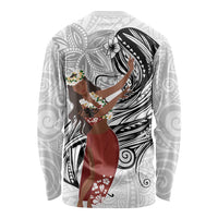 Tahiti Islands Polynesian Plumeria Long Sleeve Shirt Tahitian Vahine 'Ote'a - White LT7 - Polynesian Pride