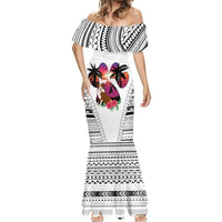 Polynesian Mermaid Dress Dog Lover With Border Collie - Sunset At The Beach White Ver LT7 - Polynesian Pride