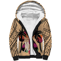 Polynesian Sherpa Hoodie Dog Lover With Shiba Inu - Sunset At The Beach LT7 Unisex Coral - Polynesian Pride
