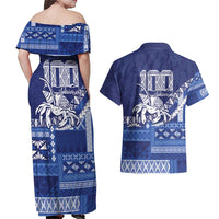 Queen Salote College 100th Anniversary Couples Matching Off Shoulder Maxi Dress and Hawaiian Shirt QSC Royal Girls LT7 - Polynesian Pride