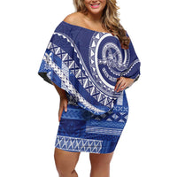 Queen Salote College 100th Anniversary Off Shoulder Short Dress QSC Royal Girls LT7 Women Royal Blue - Polynesian Pride