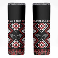 Personalised Taniko Motifs Aotearoa Skinny Tumbler Waitangi Kowhaiwhai Kiwi LT7 Red - Polynesian Pride