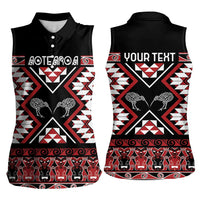 Personalised Taniko Motifs Aotearoa Women Sleeveless Polo Shirt Waitangi Kowhaiwhai Kiwi LT7 - Polynesian Pride