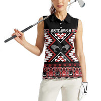 Personalised Taniko Motifs Aotearoa Women Sleeveless Polo Shirt Waitangi Kowhaiwhai Kiwi LT7 - Polynesian Pride