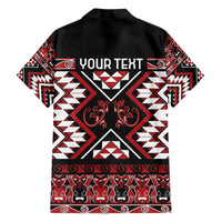 Personalised Aotearoa Waitangi Family Matching Off The Shoulder Long Sleeve Dress and Hawaiian Shirt Taniko Motifs - Mania Gecko LT7 - Polynesian Pride