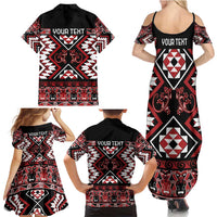 Personalised Aotearoa Waitangi Family Matching Summer Maxi Dress and Hawaiian Shirt Taniko Motifs - Mania Gecko LT7 - Polynesian Pride