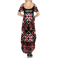 Personalised Aotearoa Waitangi Family Matching Summer Maxi Dress and Hawaiian Shirt Taniko Motifs - Mania Gecko LT7 - Polynesian Pride