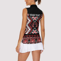 Personalised Aotearoa Waitangi Women Sleeveless Polo Shirt Taniko Motifs - Mania Gecko LT7 - Polynesian Pride