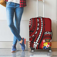 Tonga Ngatu Luggage Cover Iconic Red Manulua Motifs