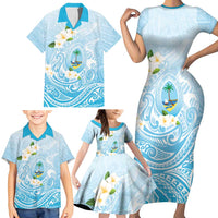 Guam Fishhook Mix Guasali Flowers Family Matching Short Sleeve Bodycon Dress and Hawaiian Shirt Dreaming Turquoise LT7 - Polynesian Pride