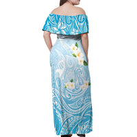 Guam Fishhook Mix Guasali Flowers Off Shoulder Maxi Dress Dreaming Turquoise