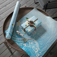 Guam Fishhook Mix Guasali Flowers Wrapping Paper Dreaming Turquoise