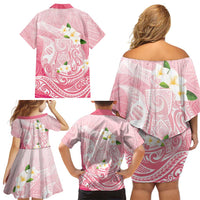 Guam Fishhook Mix Guasali Flowers Family Matching Off Shoulder Short Dress and Hawaiian Shirt Dreaming Coral LT7 - Polynesian Pride