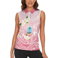 Guam Fishhook Mix Guasali Flowers Women Sleeveless Polo Shirt Dreaming Coral