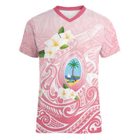 Guam Fishhook Mix Guasali Flowers Women V-Neck T-Shirt Dreaming Coral