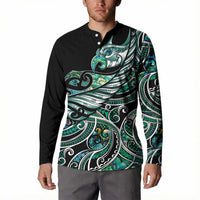 Maori Matariki - Manaia Button Sweatshirt Emerald Paua Shell