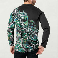 Maori Matariki - Manaia Button Sweatshirt Emerald Paua Shell