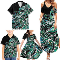Maori Matariki - Manaia Family Matching Summer Maxi Dress and Hawaiian Shirt Emerald Paua Shell LT7 - Polynesian Pride