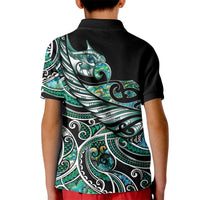 Maori Matariki - Manaia Kid Polo Shirt Emerald Paua Shell