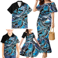 Maori Matariki - Manaia Family Matching Mermaid Dress and Hawaiian Shirt Galaxy Blue Paua Shell LT7 - Polynesian Pride