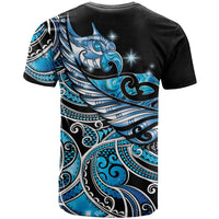 Maori Matariki - Manaia T Shirt Galaxy Blue Paua Shell