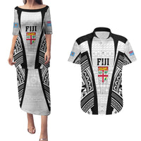 Personalised Fiji Rugby Couples Matching Puletasi Dress and Hawaiian Shirt 2023 World Cup History Makers - White Ver LT7 White - Polynesian Pride