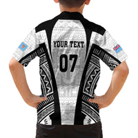 Personalised Fiji Rugby Family Matching Off Shoulder Maxi Dress and Hawaiian Shirt 2023 World Cup History Makers - White Ver LT7 - Polynesian Pride