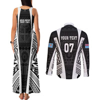 Personalised Fiji Rugby Couples Matching Tank Maxi Dress and Long Sleeve Button Shirts 2023 World Cup History Makers - Black Ver LT7 - Polynesian Pride