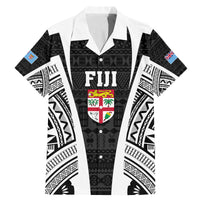 Personalised Fiji Rugby Family Matching Mermaid Dress and Hawaiian Shirt 2023 World Cup History Makers - Black Ver LT7 Dad's Shirt - Short Sleeve Black - Polynesian Pride