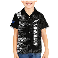 Personalised New Zealand Rugby Family Matching Mermaid Dress and Hawaiian Shirt Silver Fern Basic 2023 World Cup LT7 Son's Shirt Black - Polynesian Pride