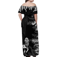 Personalised New Zealand Rugby Family Matching Off Shoulder Maxi Dress and Hawaiian Shirt Silver Fern Basic 2023 World Cup LT7 - Polynesian Pride