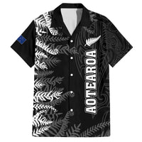 Personalised New Zealand Rugby Family Matching Off Shoulder Short Dress and Hawaiian Shirt Silver Fern Basic 2023 World Cup LT7 Dad's Shirt - Short Sleeve Black - Polynesian Pride