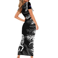 Personalised New Zealand Rugby Family Matching Short Sleeve Bodycon Dress and Hawaiian Shirt Silver Fern Basic 2023 World Cup LT7 - Polynesian Pride