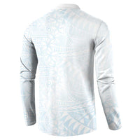 White Sunday Button Sweatshirt Plumeria Tatau Mix Tapa LT7 - Polynesian Pride
