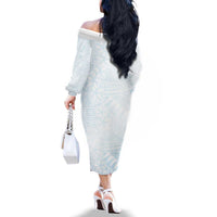 White Sunday Family Matching Off The Shoulder Long Sleeve Dress and Hawaiian Shirt Plumeria Tatau Mix Tapa LT7 - Polynesian Pride