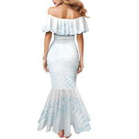 White Sunday Mermaid Dress Plumeria Tatau Mix Tapa LT7 - Polynesian Pride