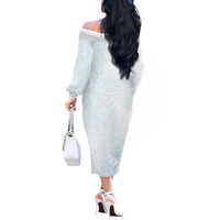 White Sunday Off The Shoulder Long Sleeve Dress Plumeria Tatau Mix Tapa LT7 - Polynesian Pride