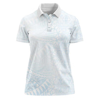 White Sunday Women Polo Shirt Plumeria Tatau Mix Tapa LT7 Female White - Polynesian Pride