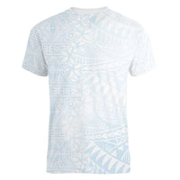 White Sunday Women V-Neck T-Shirt Plumeria Tatau Mix Tapa LT7 - Polynesian Pride