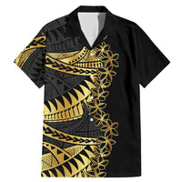 Polynesia Family Matching Mermaid Dress and Hawaiian Shirt Black & Gold Fancy Plumeria LT7 Dad's Shirt - Short Sleeve Black Gold - Polynesian Pride