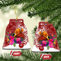 Papua New Guinea Christmas Ceramic Ornament Bird-of-Paradise Special LT7 Bell Flake Red - Polynesian Pride