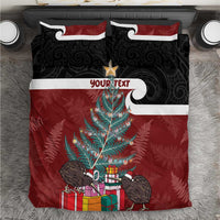 Personalised New Zealand Maori Christmas Bedding Set Xmas Fern Mix Kowhawhai LT7 Black - Polynesian Pride