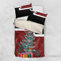 Personalised New Zealand Maori Christmas Bedding Set Xmas Fern Mix Kowhawhai LT7 US Twin 172cm x 218cm Black - Polynesian Pride