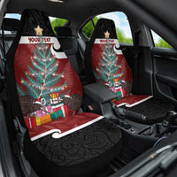 Personalised New Zealand Maori Christmas Car Seat Cover Xmas Fern Mix Kowhawhai LT7 One Size Black - Polynesian Pride