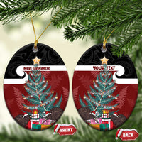 Personalised New Zealand Maori Christmas Ceramic Ornament Xmas Fern Mix Kowhawhai LT7 Oval Black - Polynesian Pride