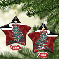 Personalised New Zealand Maori Christmas Ceramic Ornament Xmas Fern Mix Kowhawhai LT7 Star Black - Polynesian Pride