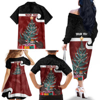Personalised New Zealand Maori Christmas Family Matching Off The Shoulder Long Sleeve Dress and Hawaiian Shirt Xmas Fern Mix Kowhawhai LT7 - Polynesian Pride