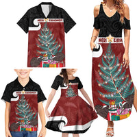 Personalised New Zealand Maori Christmas Family Matching Summer Maxi Dress and Hawaiian Shirt Xmas Fern Mix Kowhawhai LT7 - Polynesian Pride